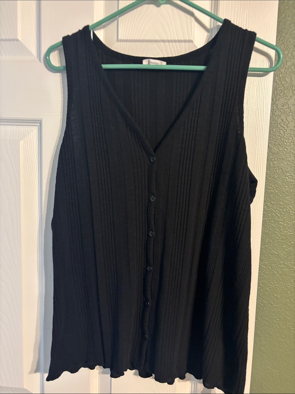 Maurices Black Ribbed Button-Front Tank Top